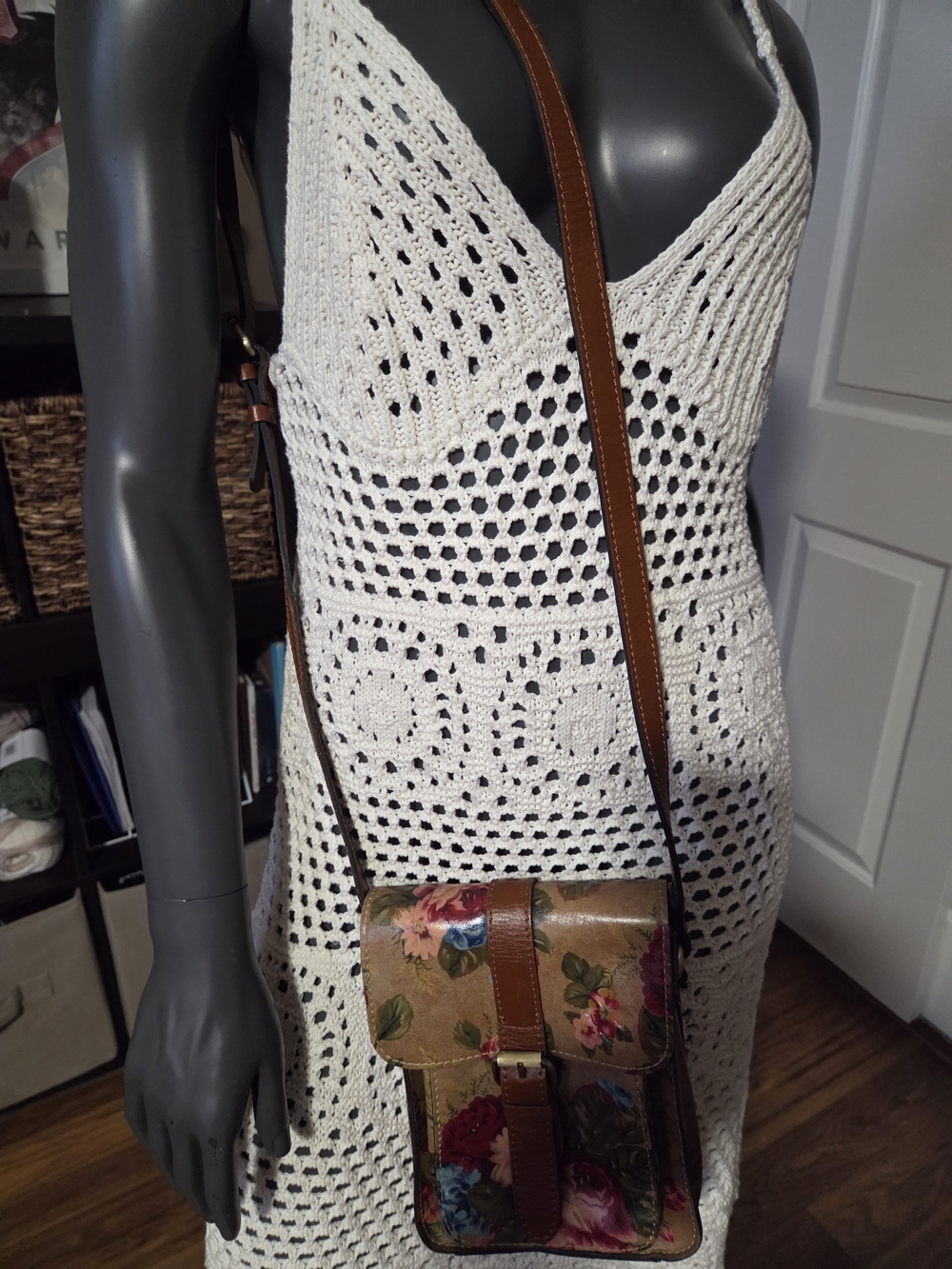 Patricia Nash Floral Leather Crossbody Bag in Brown